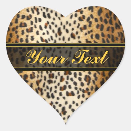 Cheetah Leopard Faux Animal Print Heart Sticker