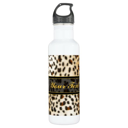 Cheetah Leopard Faux Animal Print Stainless Steel Water Bottle