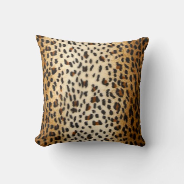 Cheetah Leopard Faux Animal Print Throw Pillow (Front)