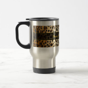 Cheetah Leopard Faux Animal Print Travel Mug