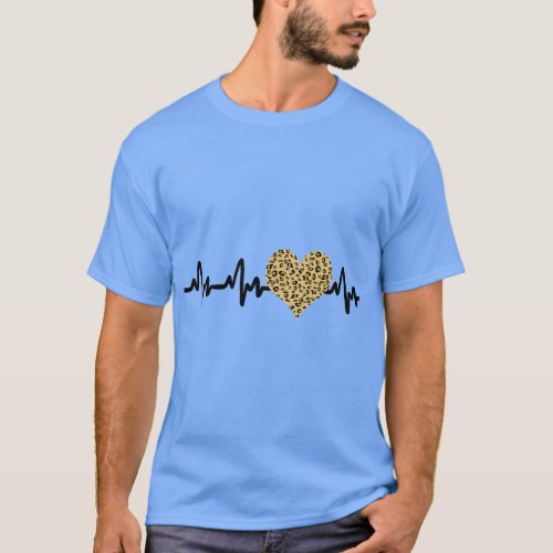 Cheetah Leopard Heart Doctor Nurse Heartbeat EKG R T_Shirt