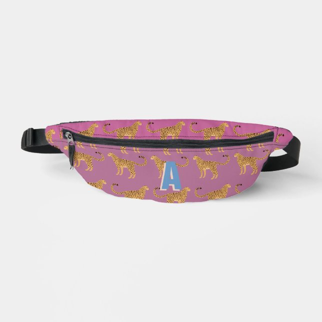Cheetah, leopard pink monogrammed fanny pack (Front)