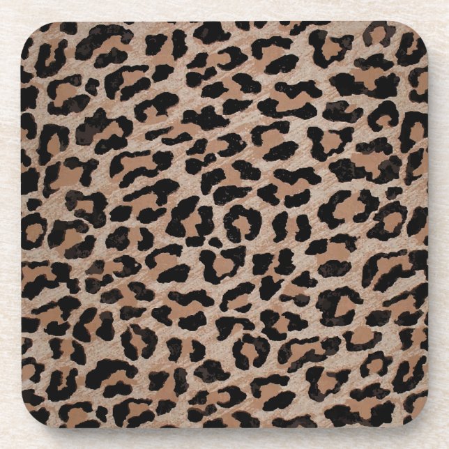 cheetah leopard print beverage coaster (Front)