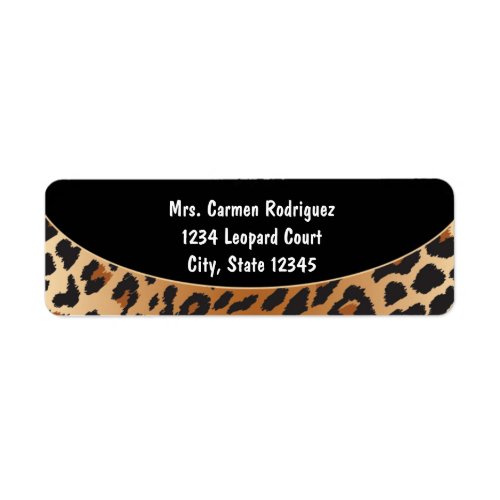 Cheetah Leopard Print Black Address Labels