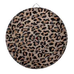 cheetah leopard print dartboard with darts