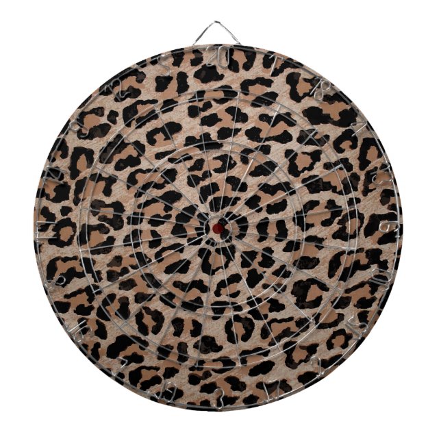 cheetah leopard print dartboard with darts (Front)