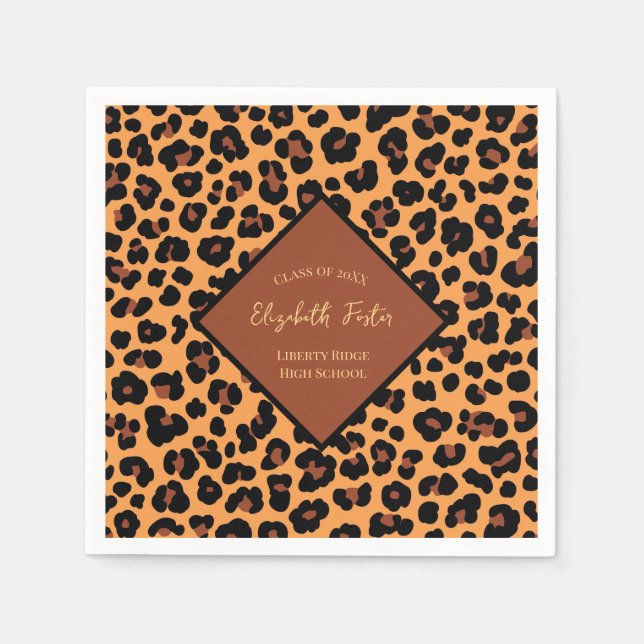 Cheetah Leopard Print Graduation Party Napkins (Front)