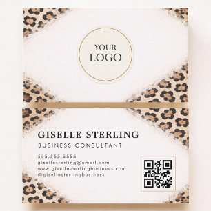 Cheetah Leopard Print Logo QR Code Professional Business Card