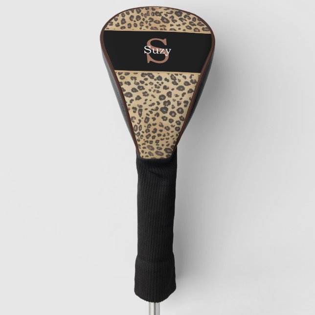 Cheetah Leopard Print Pattern Initial Monogram Golf Head Cover (Front)