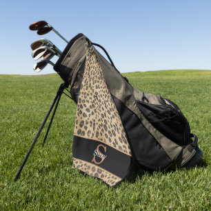 Cheetah Leopard Print Pattern Initial Monogram Golf Towel
