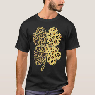 Cheetah Leopard Print Shamrock St Patricks Day Luc T-Shirt