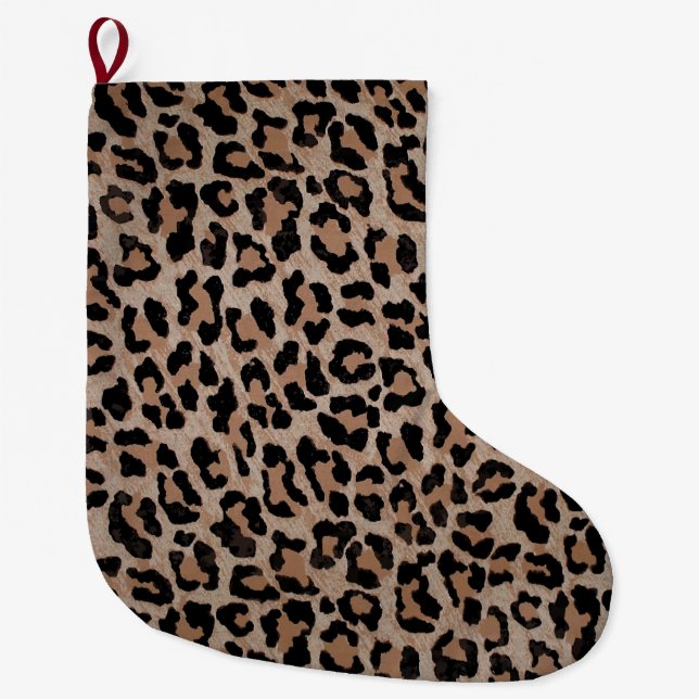 cheetah leopard print xmas christmas stocking (Front)
