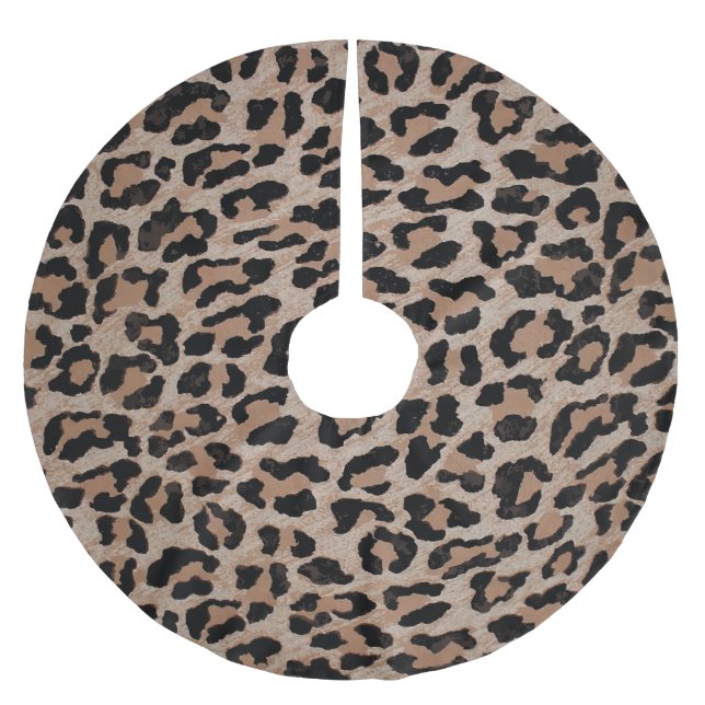 cheetah leopard print xmas christmas tree skirt (Front)