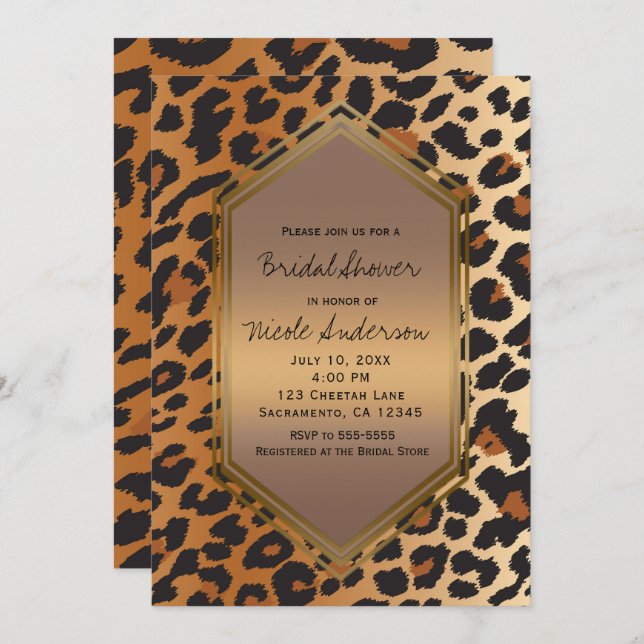 Cheetah Leopard Wild Animal Print Exotic Invitation (Front/Back)