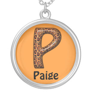 Cheetah Letter P Necklace~Customize Name Silver Plated Necklace