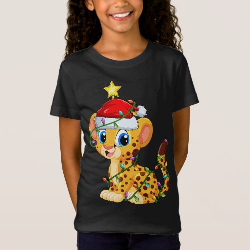 Cheetah Lighting Xmas Tree Matching Cheetah Christ T_Shirt