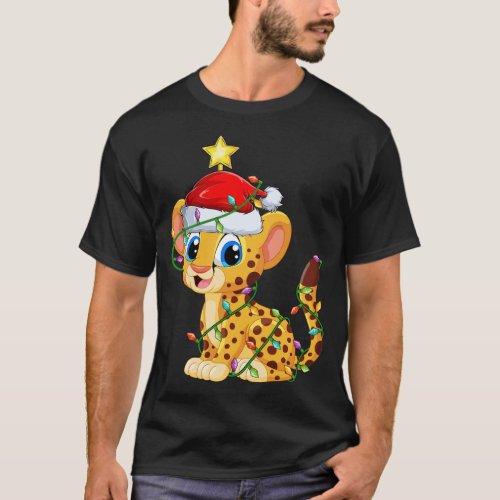 Cheetah Lighting Xmas Tree Matching Cheetah Christ T_Shirt