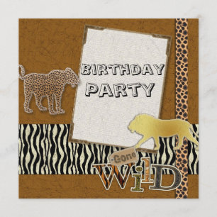 cheetah Lion Safari Zoo Birthday Party Invitation