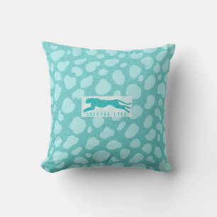Cheetah Love - Turquoise Glitters Simulated Throw Pillow