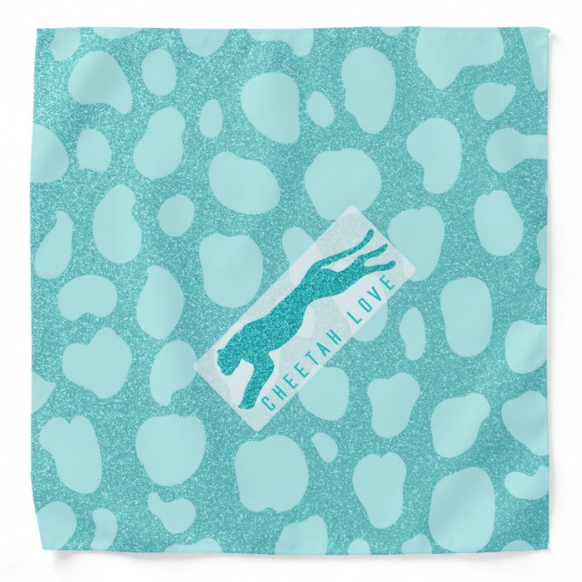 Cheetah Love - Turquoise Pattern Bandana (Front)