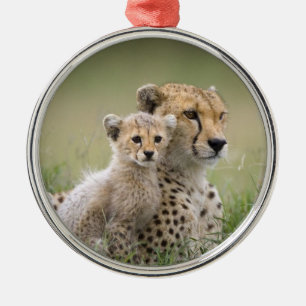CHEETAH MOM AND BABY CHRISTMAS ORNAMENT