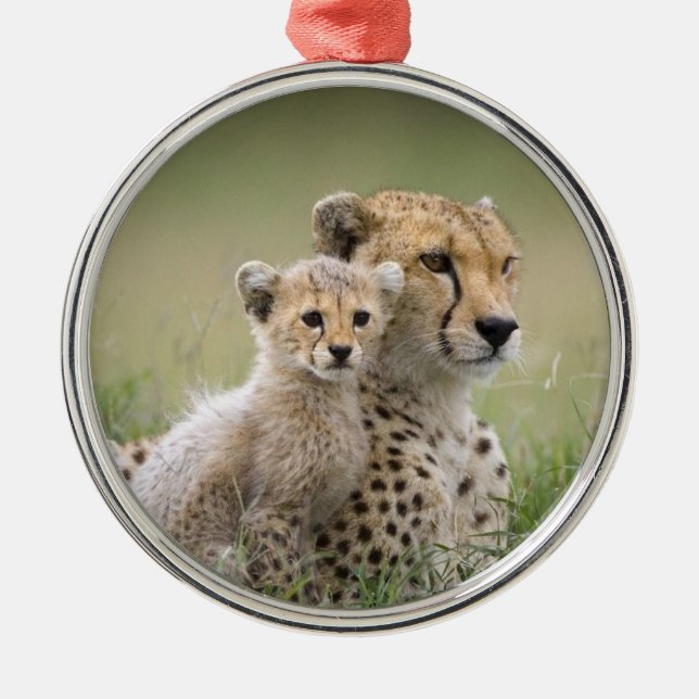 CHEETAH MOM AND BABY CHRISTMAS ORNAMENT (Front)