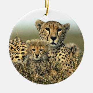 Cheetah Mom and Cub Ornament