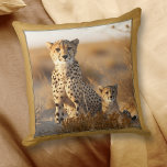 Cheetah Mom With Baby Big Cat Throw Pillow at Zazzle