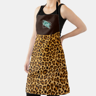 Cheetah Monogram Leather and Leopard Pattern Apron