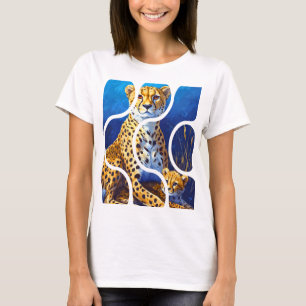 Cheetah Mother and Cub Wildlife Design T-Shirt
