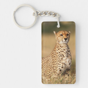 Cheetah on small mound for better visibility keychain