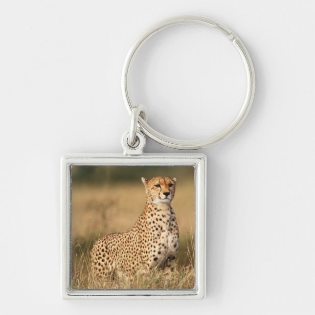 Cheetah on small mound for better visibility keychain (Front)