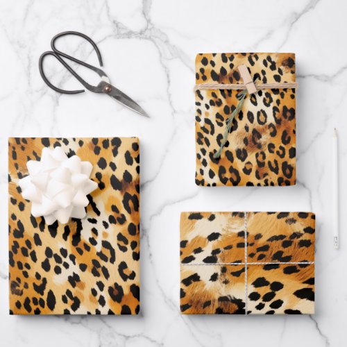 Cheetah or Leopard Safari Animal Fur Prints Wrapping Paper Sheets