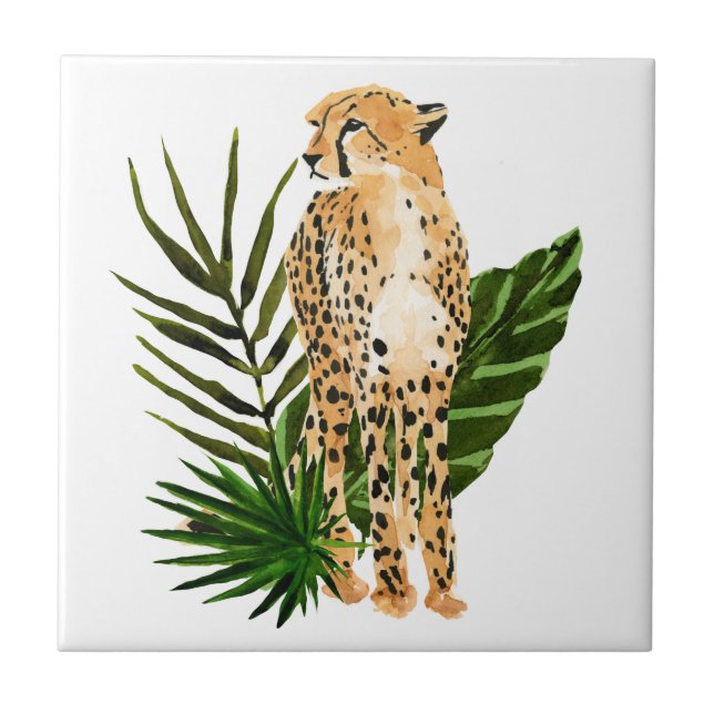 Cheetah Outlook Ceramic Tile (Front)