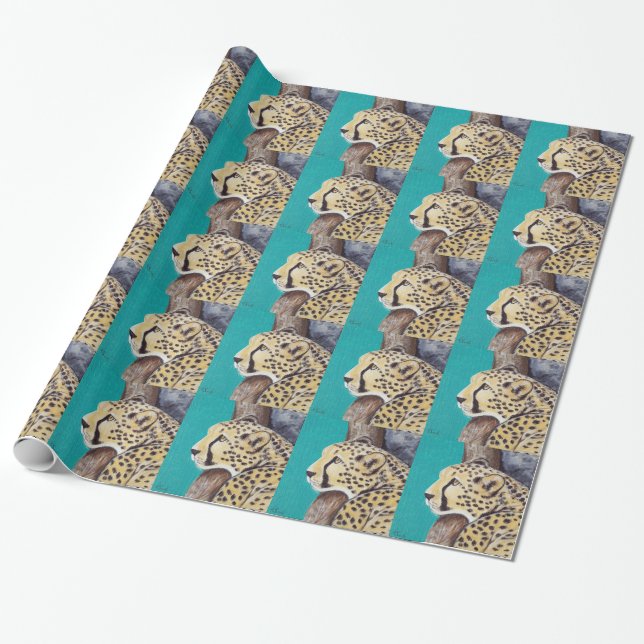 Cheetah Painting Wrapping Paper (Unrolled)