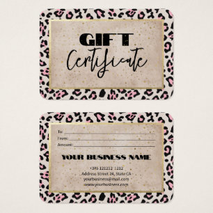 Cheetah Pattern And Gold Vintage Gift Certificate