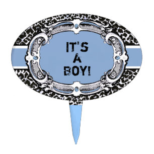 Cheetah Pattern Blue Label Cake Topper