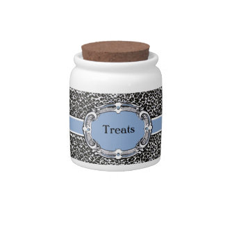 Cheetah Pattern Blue Label Candy Jar