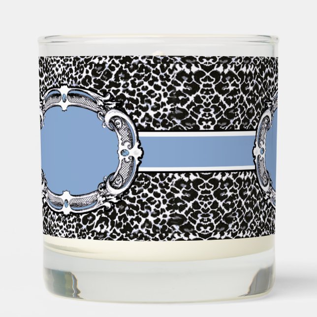 Cheetah Pattern Blue Label Scented Jar Candle (Front)