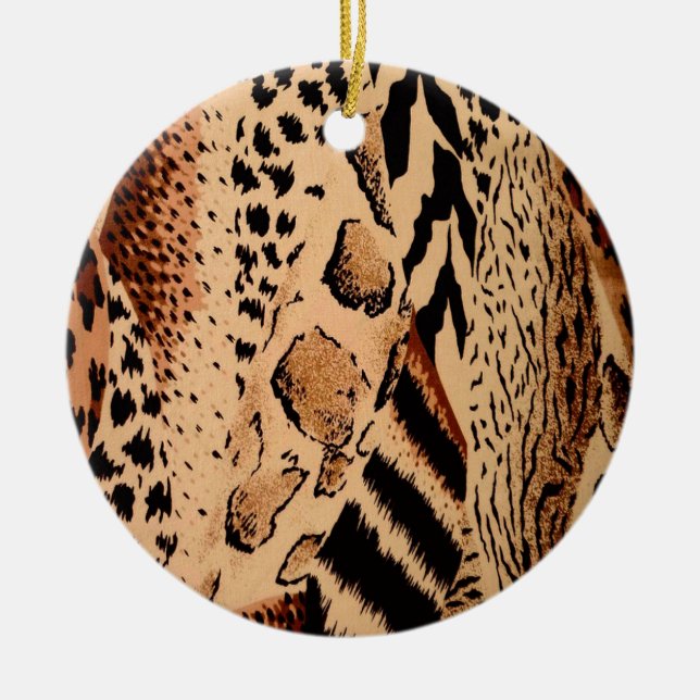 Cheetah Pattern Ceramic Ornament (Front)