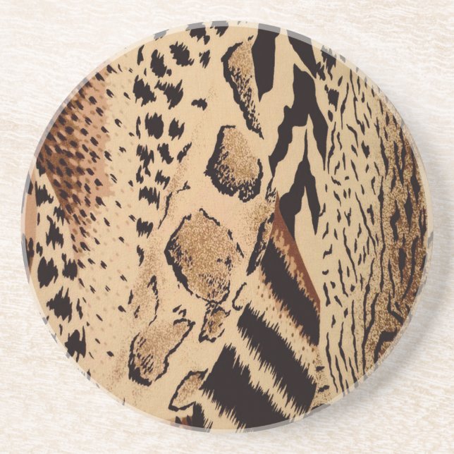 Cheetah Pattern Drink Coaster (Front)