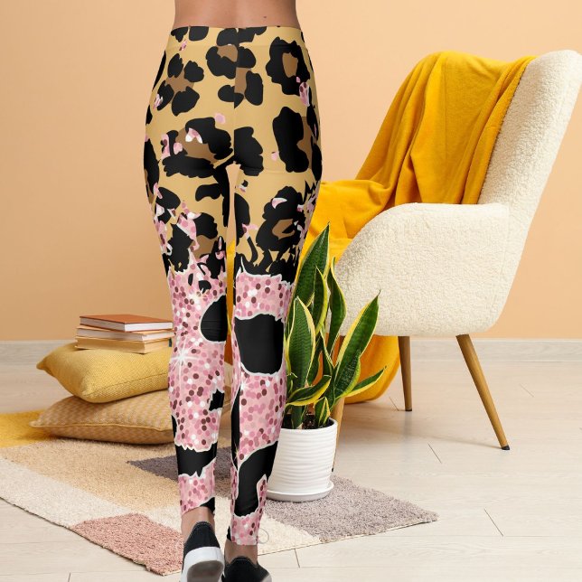 Cheetah Pattern Wild Print Spots Brown Pink Black  Leggings (Creator Uploaded)