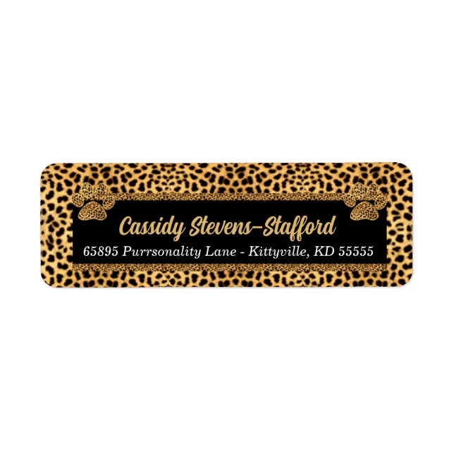 Cheetah Paw Animal Print Address Label (Front)