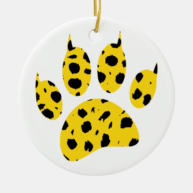 Cheetah Paw Print Ceramic Ornament (Front)