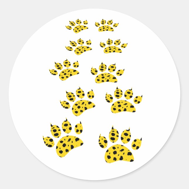 Cheetah Paw Print Classic Round Sticker (Front)