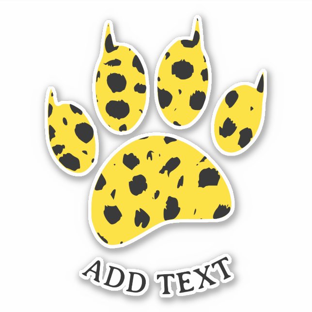 Cheetah Paw Print Custom Text Sticker (Front)