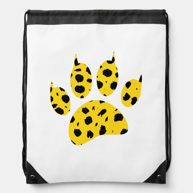 Cheetah Paw Print Drawstring Bag (Front)