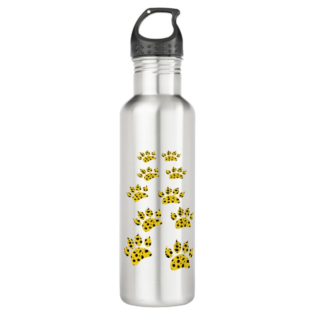 Cheetah Paw Print Stainless Steel Water Bottle (Front)