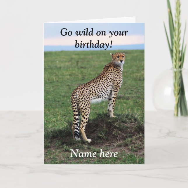 Cheetah photo birthday card (Front)