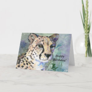Cheetah Portrait aceo Birthday Card